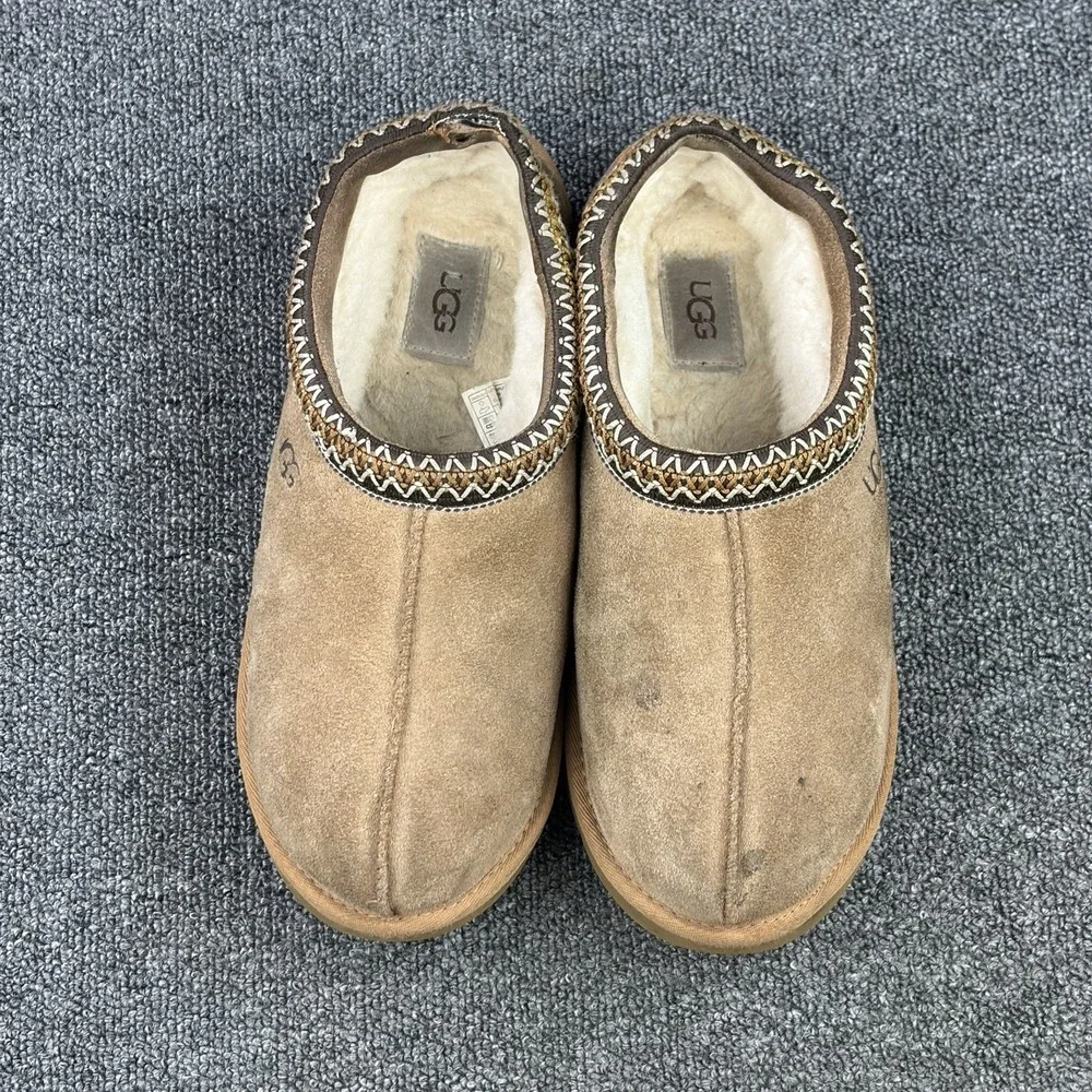 UGG Tasman Suede Slippers Chestnut Brown Sheepskin Lining 5950 Men's Size 10